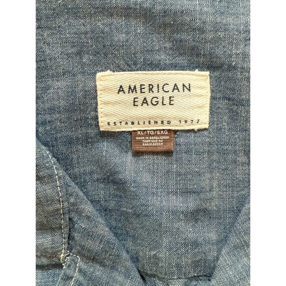 American Eagle AE Resort Shirt Blue Button Up 100% Cotton Mens Size XL  (15) - Picture 2 of 9